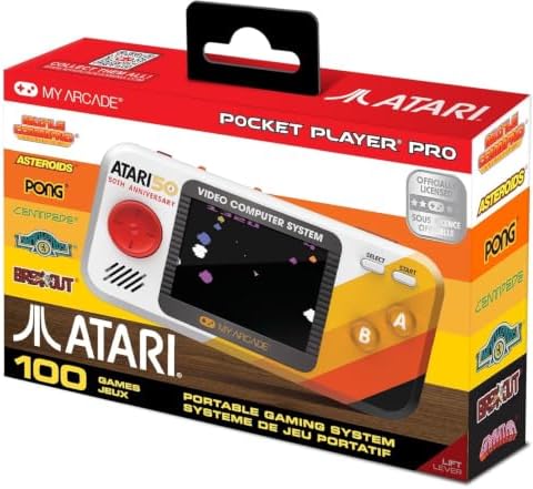 DGUNL-7015 Atari Pocket Player Pro Portable Gaming System 100 Jogos