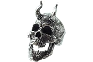 ZMY Home Demon Head Skull Ring Big Horned Stainless Steel Biker Jewelry Ring Men