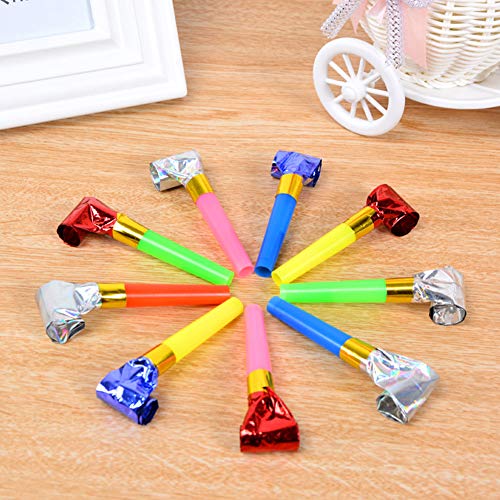 136 Pcs Party Blowers Party Horns,Multicolor Musical Blowouts Glitter Fringed Noisemaker Blowouts Whistles Fun Party Favors for Birthday Party Christmas New Years Party Toys Gifts
