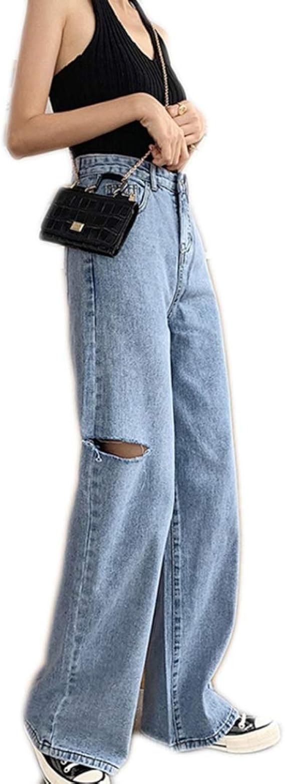 Amazon ジーンズ デニムパンツ ワイドパンツ ズボン レディース オフィス カジュアル きれいめ シフォン 通勤 シンプル 美脚 ワイドパンツ ガウチョパンツ 無地 高見え オフィス カジュアル 通学 ジーンズ ロングパンツ ジーンズ 通販