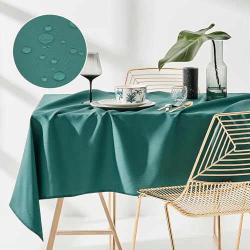 ROOM99 Aura Tablecloth, Stain Protection, Washable, Water-Repellent, Dirt-Repellent, Polyester, Rectangular, Banquet Decoration, All-Year Round Bottle Green, 140 x 300 cm