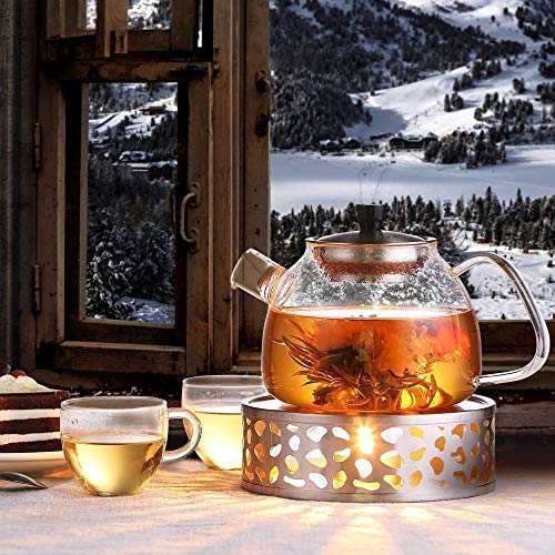 Ecooe 1.5L Teekanne mit Stövchen, Teekanne Glas und Teewärmer Edelstahl – Bild 8