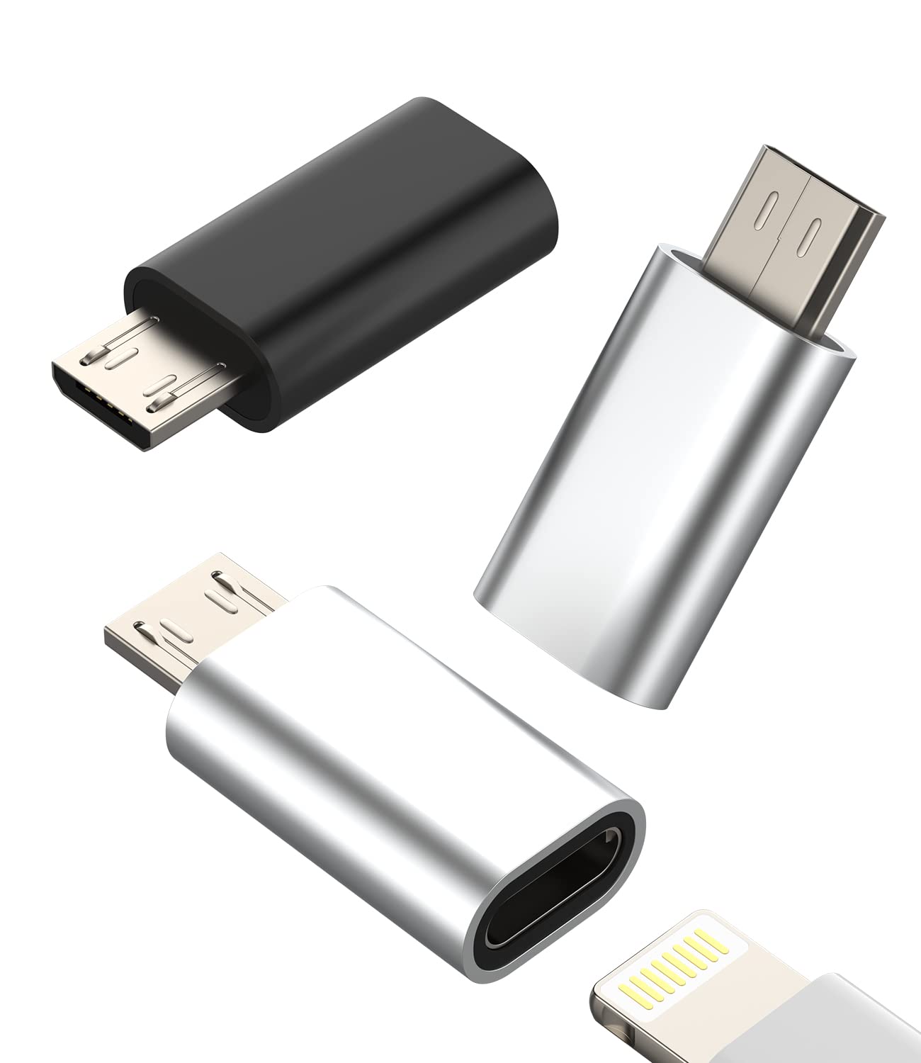 Photo 1 of Kefiany Lightning Female to Micro USB Male Adapter, 3 Pack, 60 Days Money-Back Guarantee, 1 Year Warranty