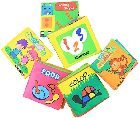 DreamTravel 6pcs Baby's First Non-Toxic Fabric Book Cloth Book Soft Touch Animal Color Number Early Education Toy for Toddlers Boys Girls Kids gift, Colorful