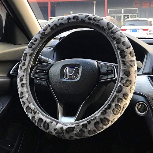 LABBYWAY Elastic Plush Car Vehicle Steering Wheel Cover Protector Available,Used for winter Keep Warm, Breathable, Anti Slip - Universal 15 inch,Gray
