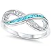 Oxford Diamond Co Lab Created Blue Opal & Cz Infinity .925 Sterling Silver Ring Sizes 4-12