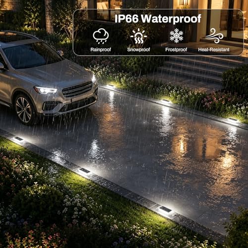 Lacasa Solar Lights LED Outdoor Garden Pack of 4, Waterproof Outdoor Solar Lamp for Garden, Path, Steps, Terrace, Driveway and Pool, LED 2 in 1 Warm White and Cool White