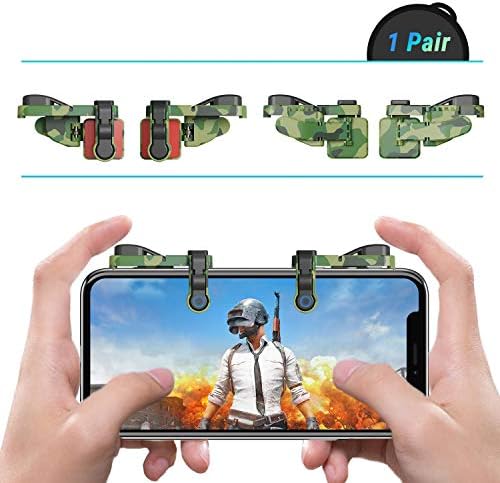 [ELITE Edition]Leuna Mobile Game Controller L1R1 Game Triggers Fire and Aim Buttons for PUBG for Fortnite for iPhone SE 6 7 8 X/Samsung Note 8 9 / S7 S8 S9(Camouflage Green)