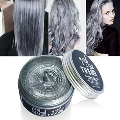 Plovex Color Hair Wax Styling Pomade Silver Grandma Grey Temporary Hair Dye Disposable Fashion Molding Coloring Mud Cream (Grey)