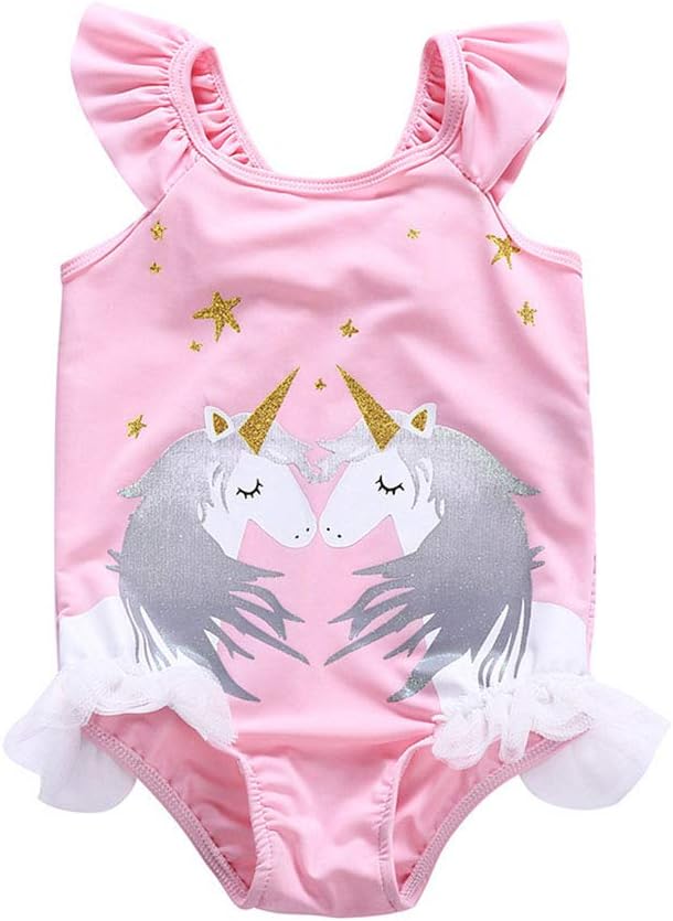 Baby Toddler Girls One Piece Unicorn Swimsuit Beach Bathing Suit Halter Strap Swimwear for Girls