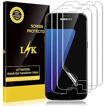 LK [3 Pack] Screen Protector for Samsung Galaxy S7, [Max Coverage] [Bubble-Free] HD Clear Flexible Film with Lifetime Replacement Warranty