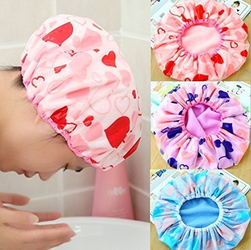 Pramukh Enterprice Set of 3Pc Reusable Printed Shower Cap With Elastic Band For Home Use/Salons/Spa/Hair treatment/Beauty Parlours For Both Men And Women Bathing Accessory-Multi Color