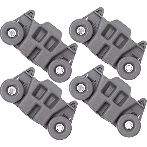 [UPGRADED] Ultra Durable W10195416 Lower Dishwasher Wheel with STEEL Screws Replacement Part by Blue Stars - Exact Fit for Whirlpool Kenmore Dishwasher- PACK OF 4
