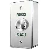 PuPush to Exit Button, DC12V Stainless Steel Round Door Release Switch with Surface-Mount Back Box, NO/COM Output for Access Control Systems