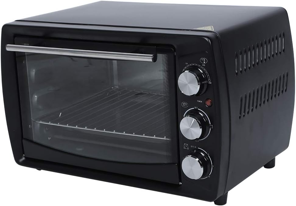 Countertop Oven, 20L Stainless Steel Toaster Oven with Timer, Bake Pan, Broil Rack & Toasting Rack 1300W of Power Hot Air Fryer Oven for Pizza, Chicken, Cookies