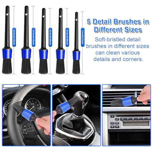 36 Piece Car Cleaning Kit, Car Cleaning Brush Kit for Interior and Exterior Car Details, Car Brush Wast Set, Car Cleaning Kit for Ventilation Slots, Wheels, Surfaces