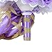 Febou Bridal Bouquet with Artificial Roses, Lace Pearl Ribbon - Perfect for Wedding, Church, Party and Home Decor (Long Ribbon, White+Purple)