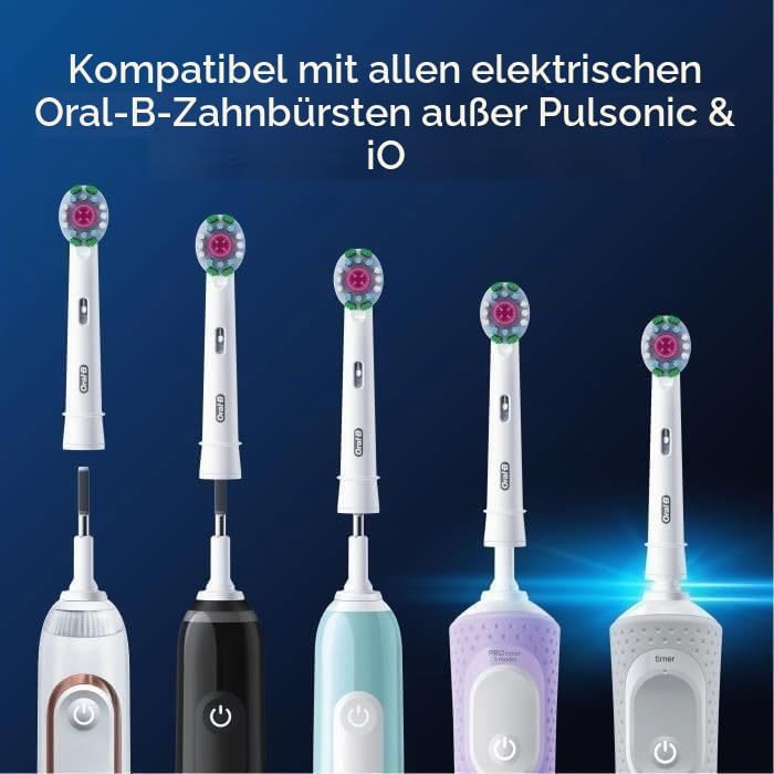 Pro 3D White Elektrische Zahnbürstenköpfe, X-förmige Borsten und Einzigartiger Polierbecher für Zahnaufhellung und zum Entfernen von Oberflächenflecken, 8 Stück Zahnbürstenköpfe, Weiß
