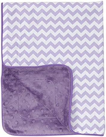 Baby Blanket in Purple & White Chevron on Purple Dimple Dot Minky - Great Travel Blanket