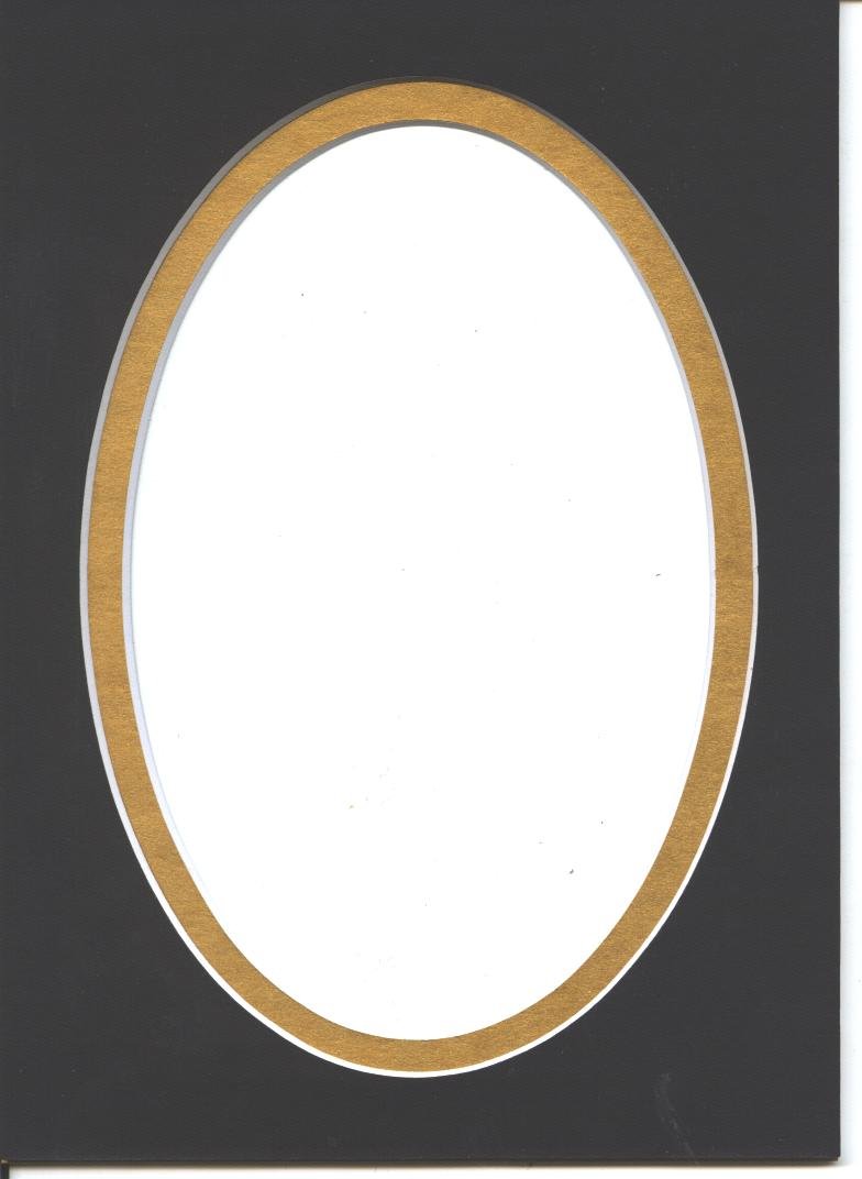 16x20 Black & Gold Oval Double Picture Mat Bevel Cut for 11x14 Pictures