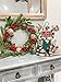 Tiny Land 18 Inch Christmas Wreath for Window & Advent- Handcraft Boxwood Frame with Variant Red Berry & Evergreen Leaf- Ideal Winter Decorating for Indoor & Outdoor Use- Without Light