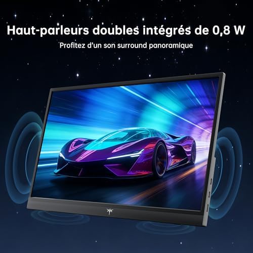 Monitor Portátil IPS 1080P FHD 15.6", Ecrã Externo USB-C & Mini HDMI, Monitor de Gaming Ultrafino com Suporte e Colunas, para Portátil/PC/Mac/PS3/PS4/PS5/Xbox, Preto