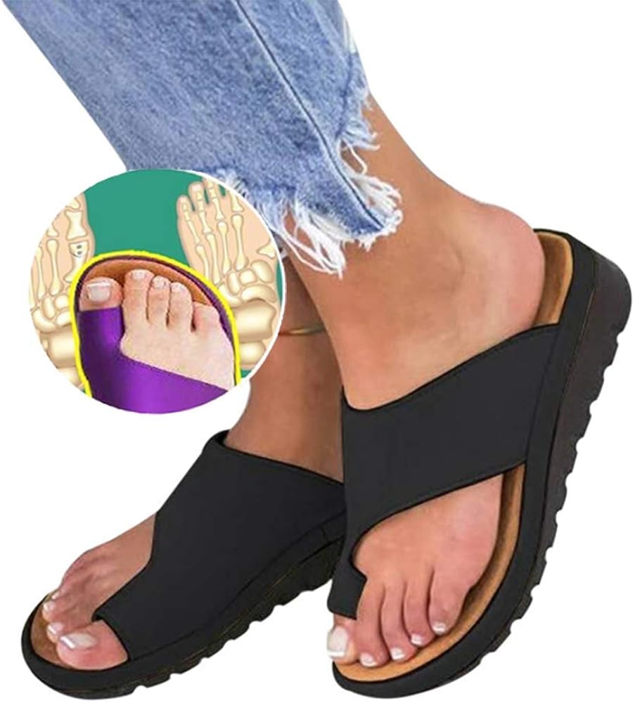XSMG Damen Lässige Plateausandalen Korrektur Zehen Schuhe Bunion Zehenkorrektur Sandalen