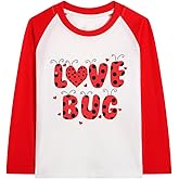 StarJieco Toddler Girls Boys Valentines T-Shirt Love Heart Dinosaur Tractor Raglan Long Sleeve Tees for Kids 2 to 7 Years