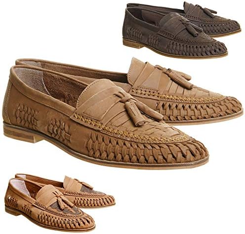 Mens Gents Boys Brixton Bow Finsbury Weave Slip On Tassle Real Leather Suede Boat Shoes Summer Casual Office Holiday Work Loafers Tan Chocolate Black Washed Size 7 8 9 10 11