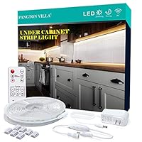 PANGTON VILLA Under Cabinet Lighting RF Wireless Remote Timing Function, 13ft White LED Strip 6000K Flexible Full kit, DIY Kitchen, Cupboard, Desk, Monitor Back, Shelf