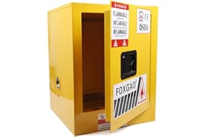 MONIPA Flammable Cabinet 17" x 17" x 18" - Galvanized Steel Adjustable Shelf Manual Door Countertop Safety Storage Cabinet for Commercial Industrial Home Use Yellow
