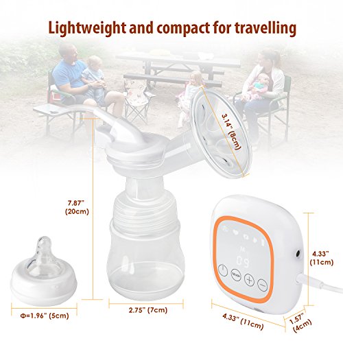 Electric Breast Pump, YEENOR GL Double Breast Pump 4 Modes Portable Recharge Breast Milk Pump with 36 Suction Levels and LED Display - Thumbnail 6