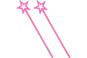 ZCYSRLQIN 2 Pcs 13 Inch Star Wand Elf Baton Angel Wand Angel Fairy Wand Plating Wand Sticks for Princess Birthday Party Wedding Halloween Christmas Costume Cosplay Dress up Accessories（Pink）