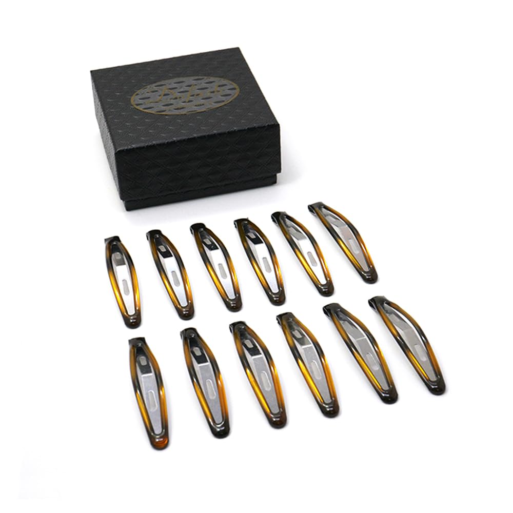 Dofash 12Pcs Snap Hair Clips Hair Grips Metal Hair Clips 6Cm/ 2.36" Hair Accessories With Gift Box For Women(Tortoise)
