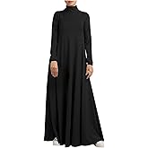 Xiaojmake Women Turtleneck Tunic Dresses Casual Long Sleeve Maxi Dress Long Sleeve Floore Length A Line Long Prayer Dress