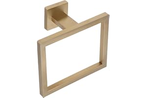 Beavorty Stainless Steel Towel Ring 6.4" Wall-Mounted Hand Towel Holder Brushed Gold Modern Bathroom