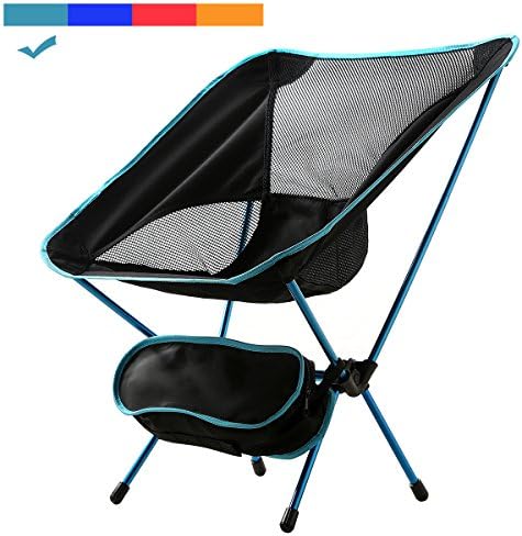 MayJu Portable Outdoor Hiking Lightweight Chair Heavy Duty Folding Stool - Aluminum Compact Chair for Backpacking, Fishing &amp; More - Ethereal Blue, 20 x 22 x 26”