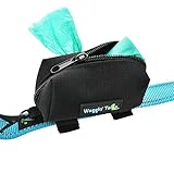 Waggin' Tails Dog Poop Bag Dispenser - Attaches Snuggly to Any Leash - No Dangle Waste Bag Holder - Black