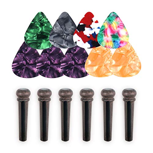 6 Pcs Rosewood Guitar Bridge Pins Abalone Dot Acoustic Guitar End Pin Set & 9 Pcs Guitar Picks - Thumbnail 7