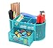 PAG Desk Organizers and Accessories Storage Caddy, Office Supplies Desktop Organization, Office Decor Mesh Pencil Holder, 9 Compartments, Blue