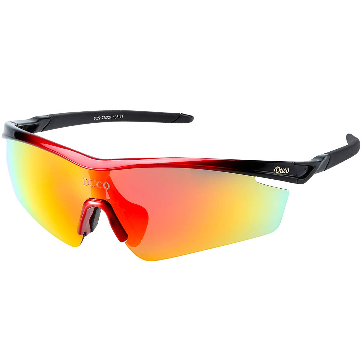 DUCO POLARIZED Sports Sunglasses Cycling Glasses With 5 Interchangeable Lenses (0022 Red)