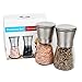Mr Wellbeing Handheld Salt Shaker and Pepper Mill Grinder Set with Adjustable Coarseness Ceramic Rotop and Slim Brushed Stainless Steel and Glass Body