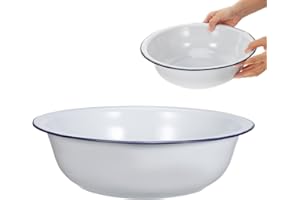 ULTECHNOVO Enamel Foot Wash Basin Retro Old Fashioned Foot Soak Tub for Home Spa Pedicures Easy to Clean White