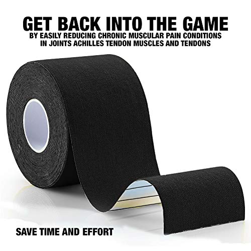 YOGU Athletic Sports Kinesiology Tape Muscle Pain Relief Injury Recovery Therapy Support Knee Shoulder Ankle Elbow Shin Neck Elastic Breathable Waterproof Adhesive Therapeutic Tape 16'x2" Uncut Roll