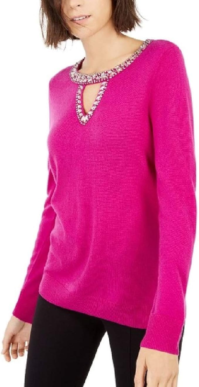 INC Womens Wool Blend Embellished Sweater Red L at Amazon Women’s