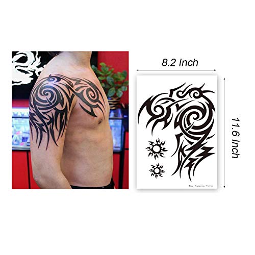 Kotbs 6 Sheets Extra Large Totem Temporary Tattoo Stickers, Waterproof Big Temporary Tattoos For