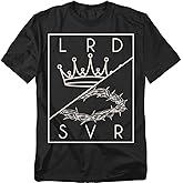 Popfunk Christian Lord and Savior Crown T Shirt – Faith-Based Religious Tee for Men or Women, Unisex Adult