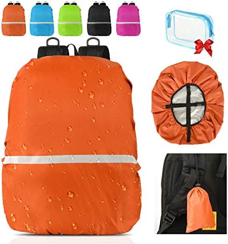 Qerhod Waterproof Backpack Rain Cover(15-70L) with Reflective Strip,Perfect for Hiking Backpack,Travel Backpack,Camping Backpack,Business Bag,etc.-Includes 2 Carry Bag
