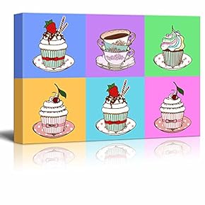 Canvas Wall Art - Multi-Color Pop Art with Cupcakes - Giclee Print Gallery Wrap Modern Home Art Ready to Hang - 12" x 18"
