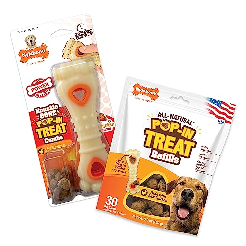 Nylabone Power Chew Knuckle Bone & Popin Dog Treat Toy Combo Bundle